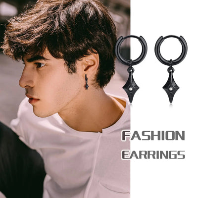 Rhombus Earrings for Men,