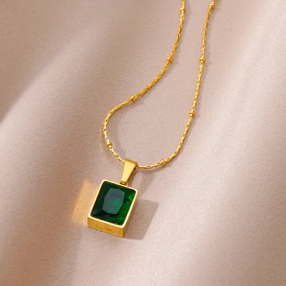 Square Zircon Necklace for Women