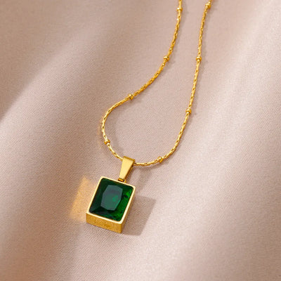 Square Zircon Necklace for Women