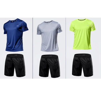 Men T-shirt Shorts Set Quick Dry Running Men's T-shirt Breathable Football Suit