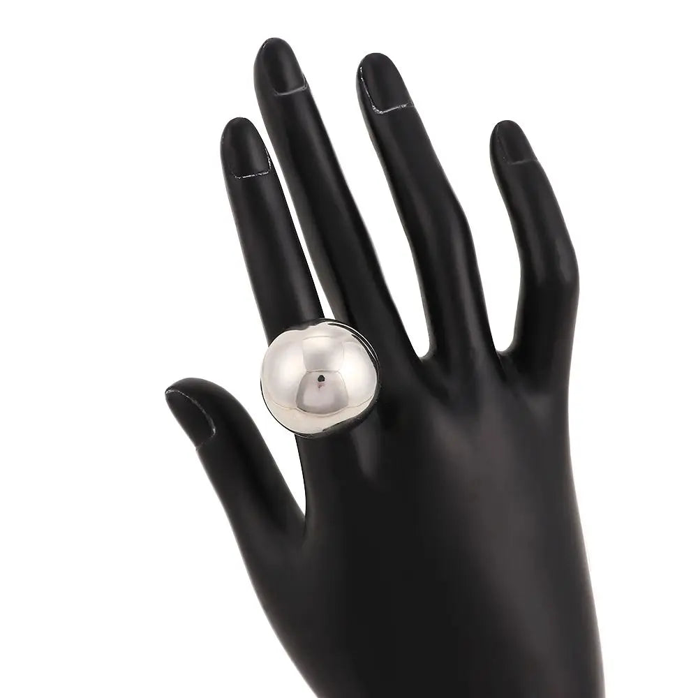 Silver Girls Personality Jewelry Opening Women Rings Female Big Metal Balls Fashion