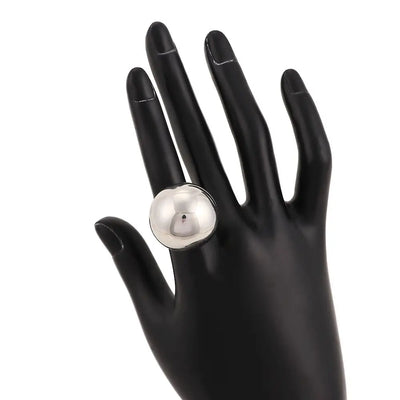 Silver Girls Personality Jewelry Opening Women Rings Female Big Metal Balls Fashion