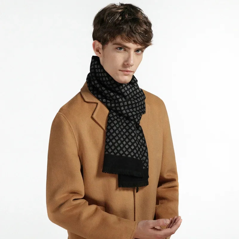 Luxury Brand Winter Plaid Cashmere Men Scarf Warm Checked Pashmina Neck Scarfs