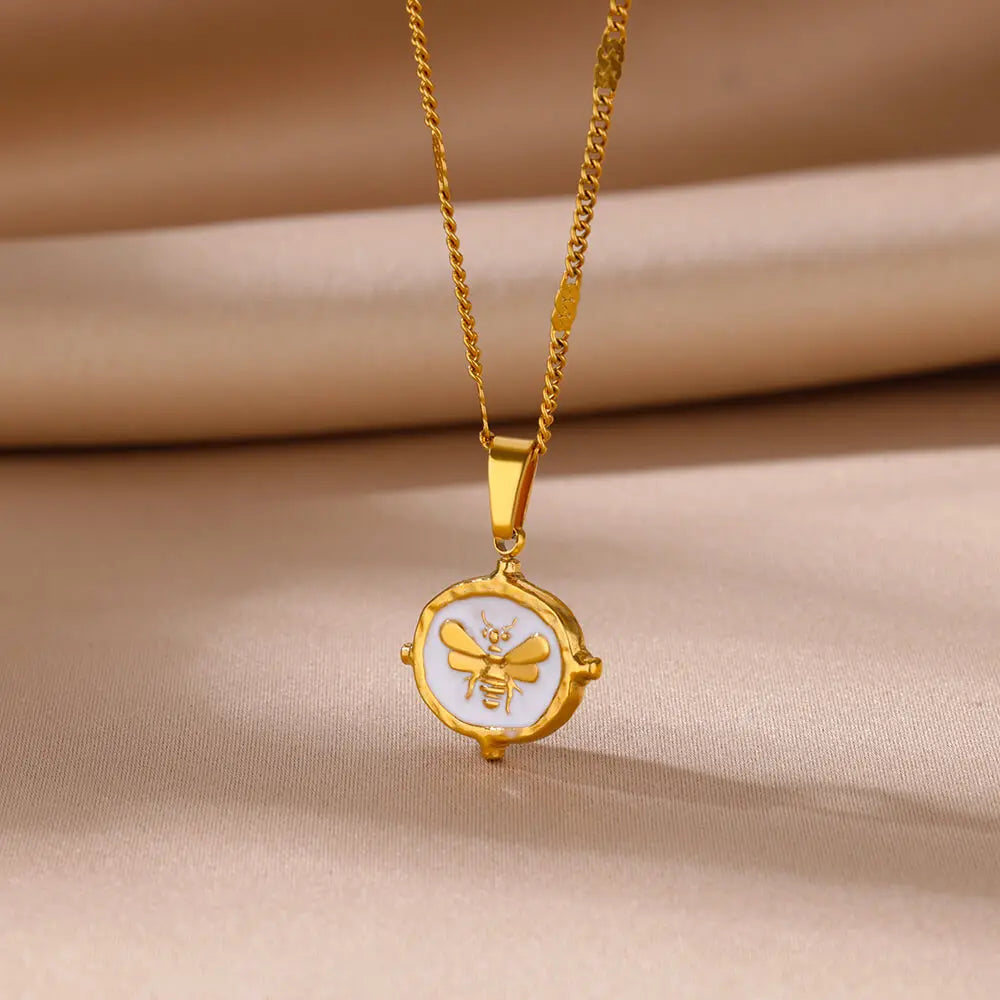 Oval Bear Pendant Necklaces for Women