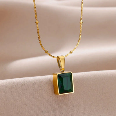 Square Zircon Necklace for Women