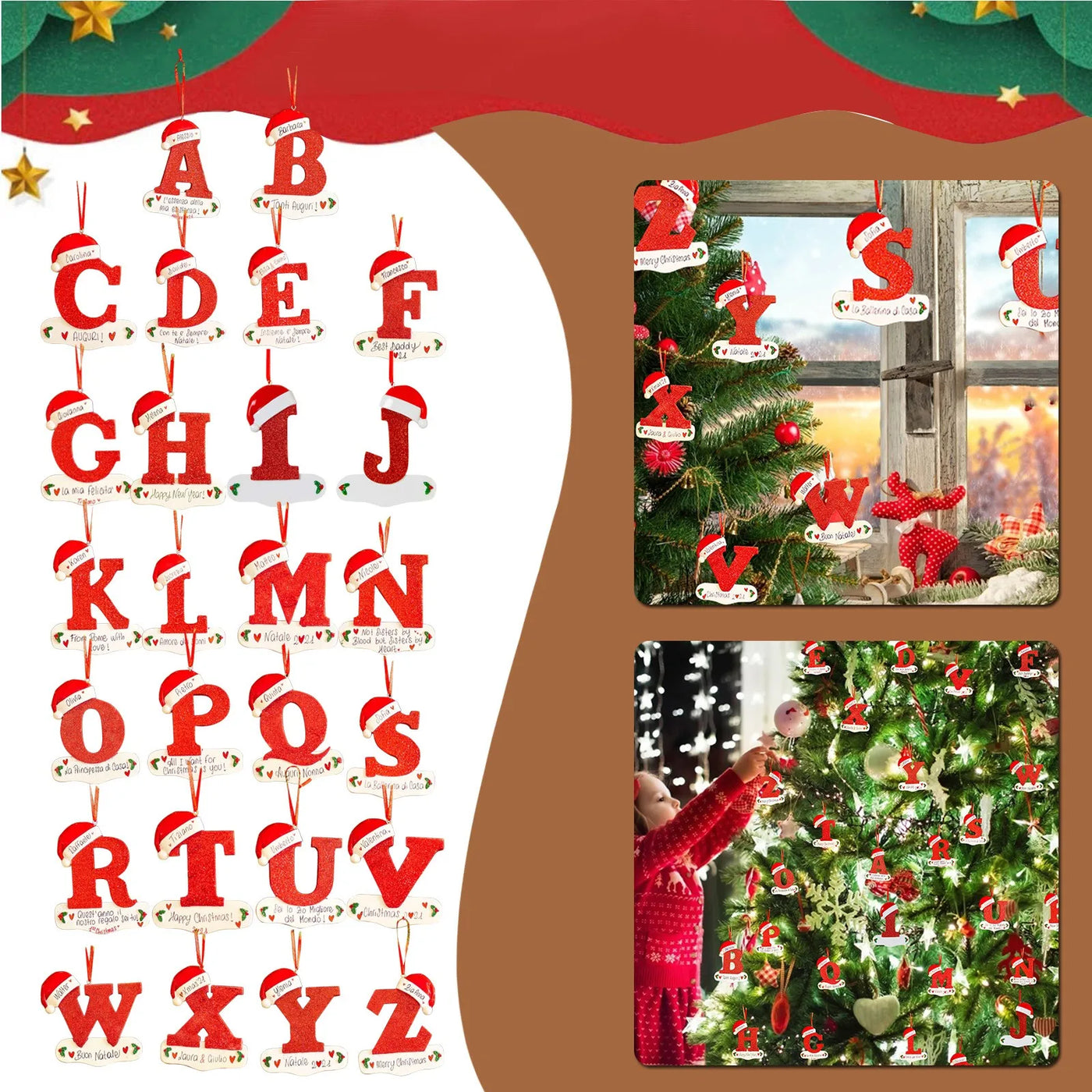 Christmas Tree Decoration Letter Pendant 26 Letters