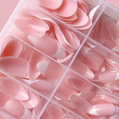 120pcs -box Almond  White French Fake nails for Stylish Women & Girls,