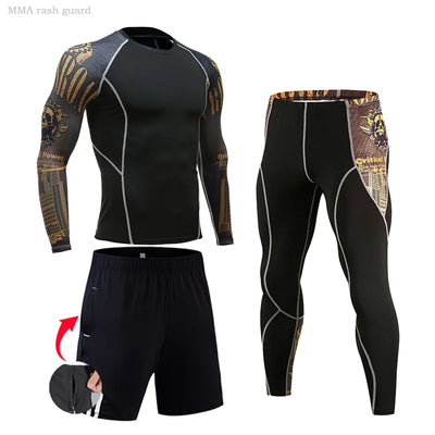 Gym Men's Running Fitness Sportswear Anti-UV Second skin Training Clothes Sports Suits