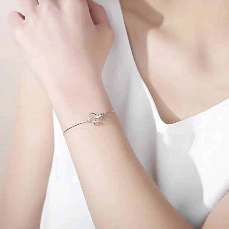 Sterling Silver Color Bracelets for Women Zircon Rings