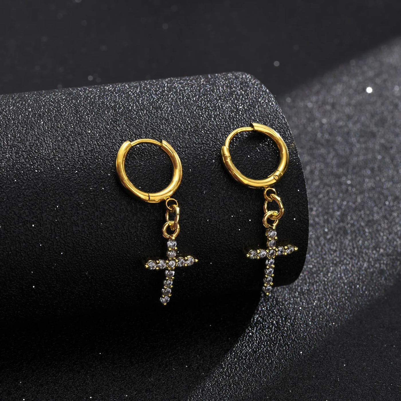 Gold Color Cross Earrings for Women Men,