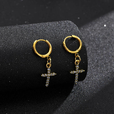 Gold Color Cross Earrings for Women Men,