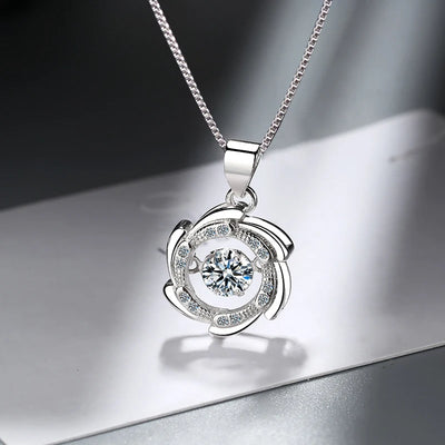 Women Jewelry Elegant Can Dance Rhinestone Round Windmill Pendant Necklaces