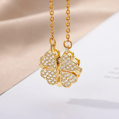 Magnetic Four-leaf Clover Heart Pendant Necklace