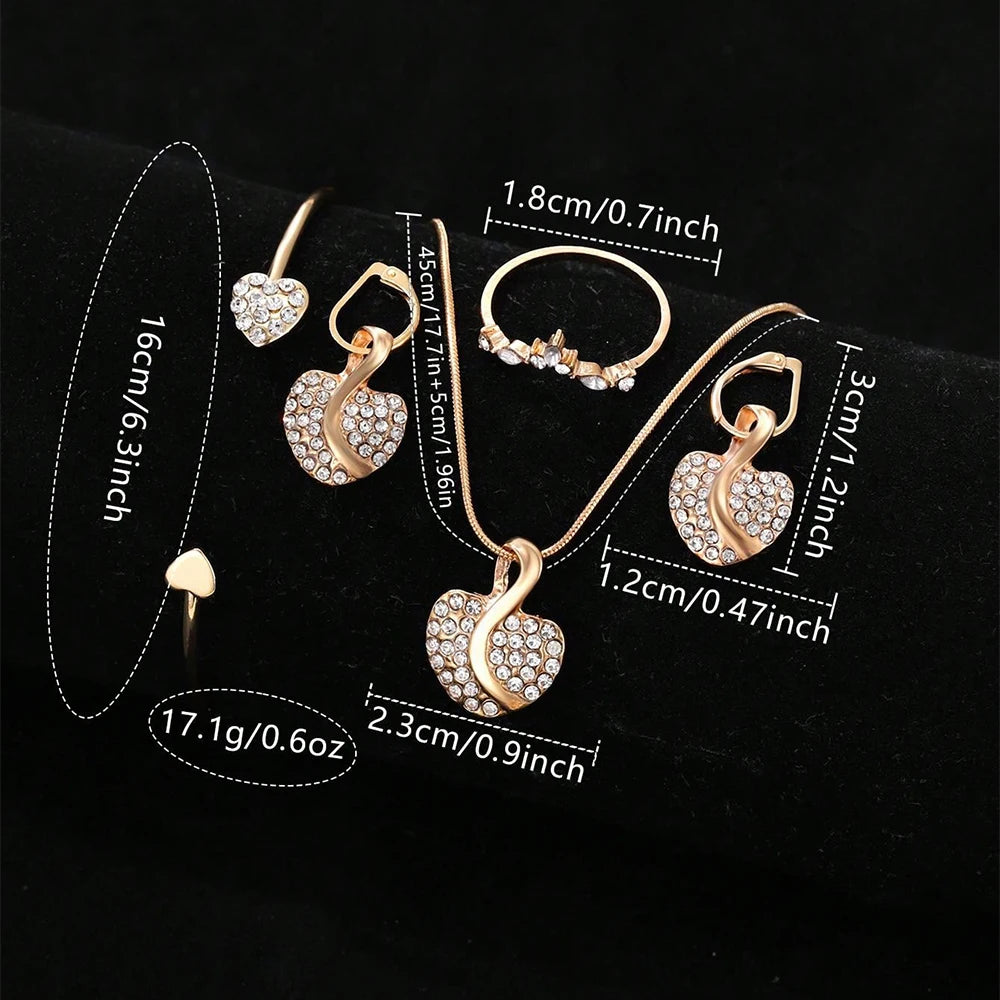 Women's Quartz Watch Gold Luxury Women Ring Necklace Earring