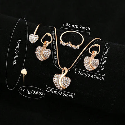 Women's Quartz Watch Gold Luxury Women Ring Necklace Earring