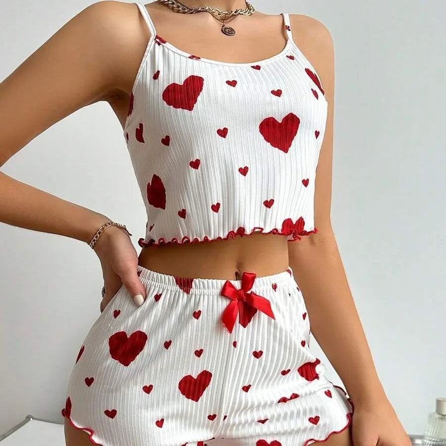 love printing suspenders shorts casual pit strips