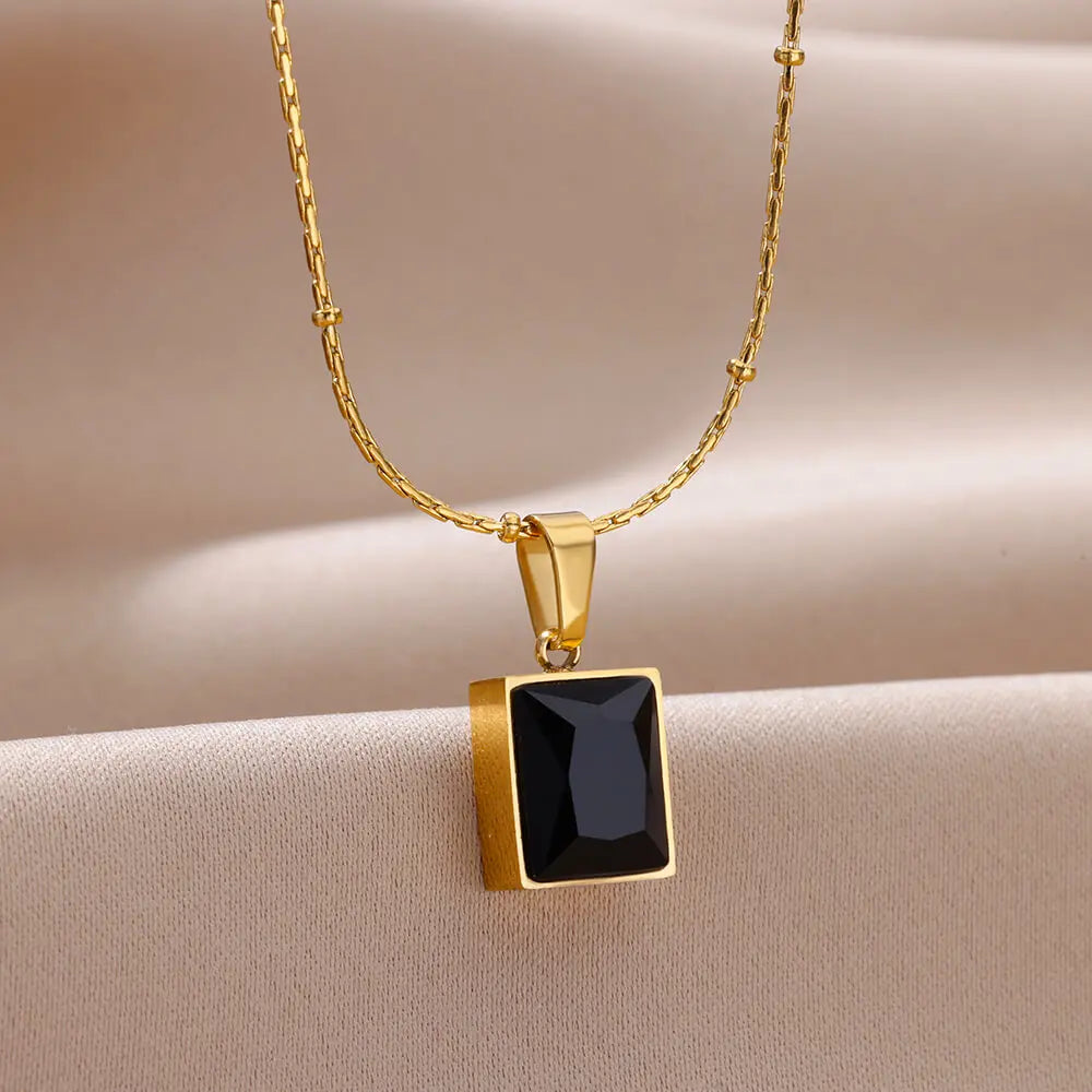 Square Zircon Necklace for Women