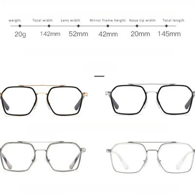 New Double Bridge Square Anti-blue Light Glasses