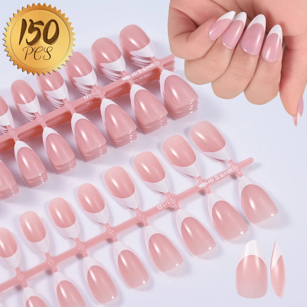 360/150pcs/box Nude Pink Almond French False Nails