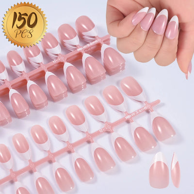 360/150pcs/box Nude Pink Almond French False Nails