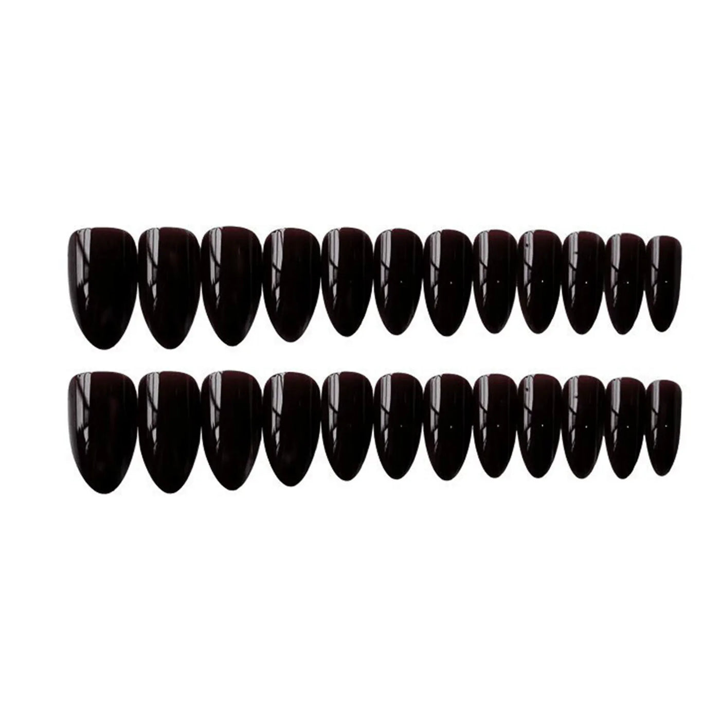 24pcs Glossy Black False Nails Nude Color Short Almond European Wearable Fake Nails