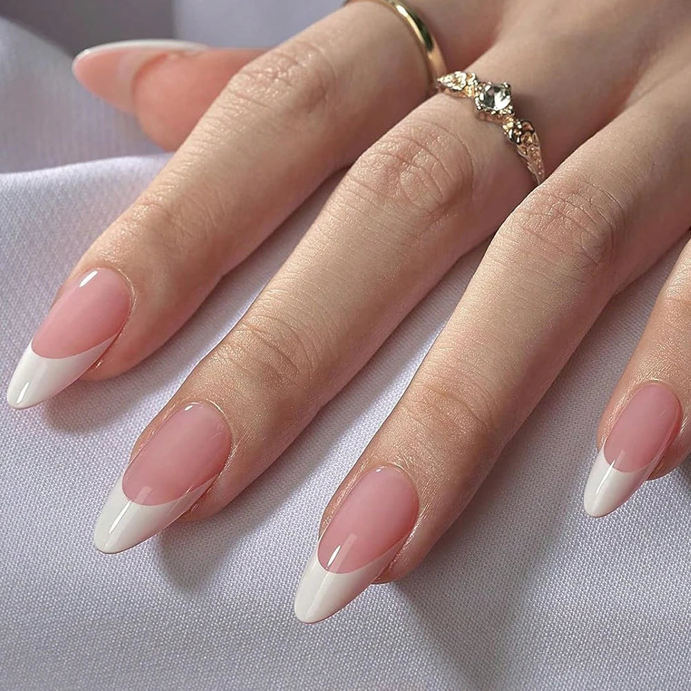 360/150pcs/box Nude Pink Almond French False Nails