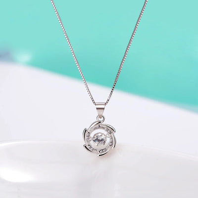 Women Jewelry Elegant Can Dance Rhinestone Round Windmill Pendant Necklaces