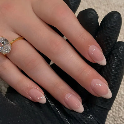 Nude Color Fake Nails for Women and Girls Short Round Head Press on Nails