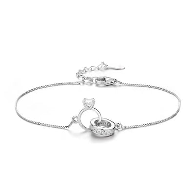 Sterling Silver Color Bracelets for Women Zircon Rings