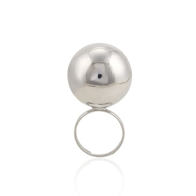Silver Girls Personality Jewelry Opening Women Rings Female Big Metal Balls Fashion