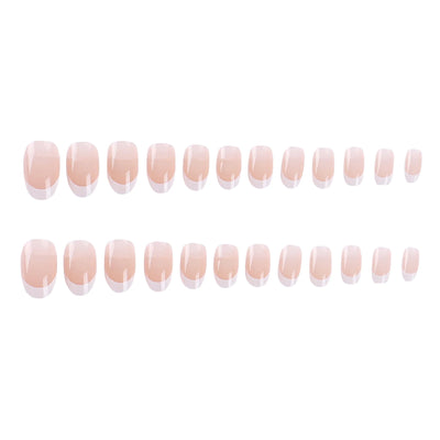 Nude Color Fake Nails for Women and Girls Short Round Head Press on Nails