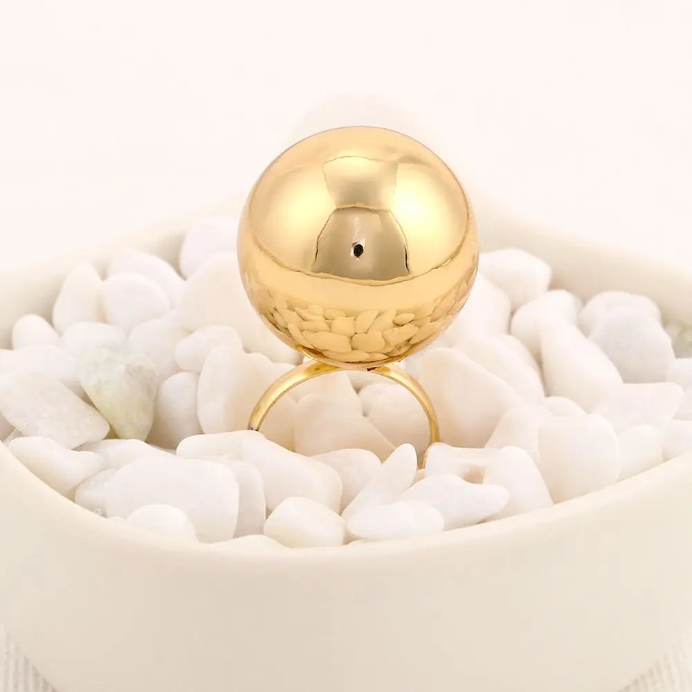 Silver Girls Personality Jewelry Opening Women Rings Female Big Metal Balls Fashion
