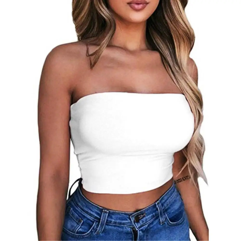 Women Solid Color Tube Tops