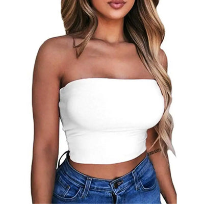 Women Solid Color Tube Tops