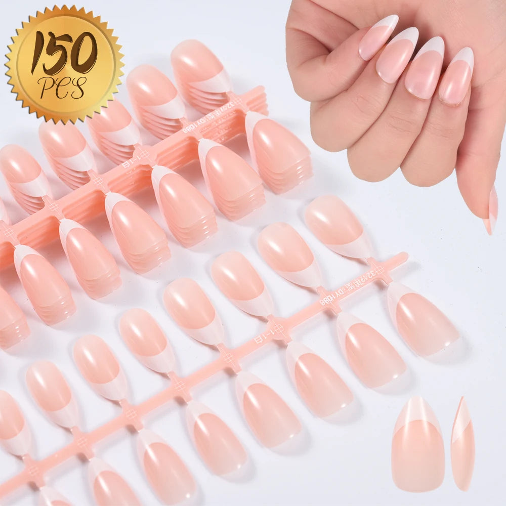 360/150pcs/box Nude Pink Almond French False Nails
