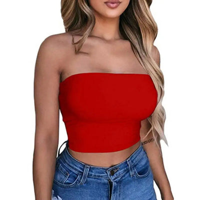Women Solid Color Tube Tops