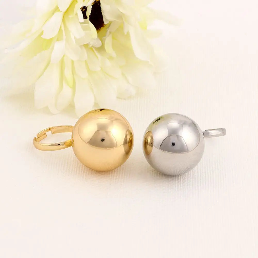 Silver Girls Personality Jewelry Opening Women Rings Female Big Metal Balls Fashion