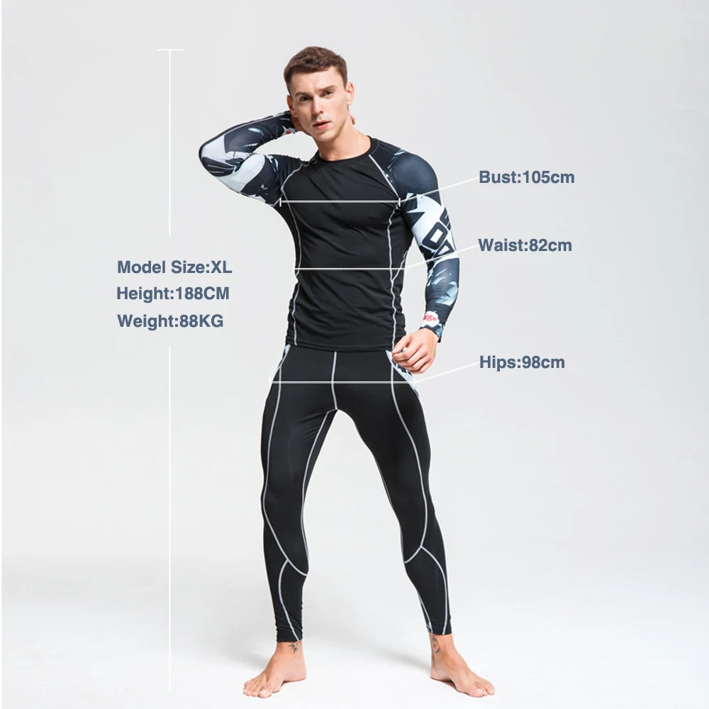 Gym Men's Running Fitness Sportswear Anti-UV Second skin Training Clothes Sports Suits