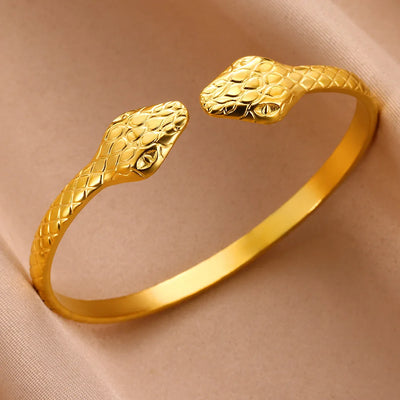 Stainless Steel Bracelets for Women Luxury Gold Color Snake Bangle