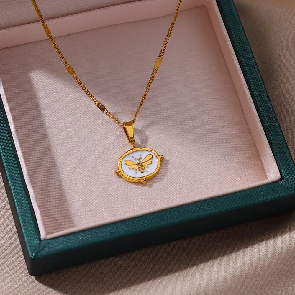 Oval Bear Pendant Necklaces for Women