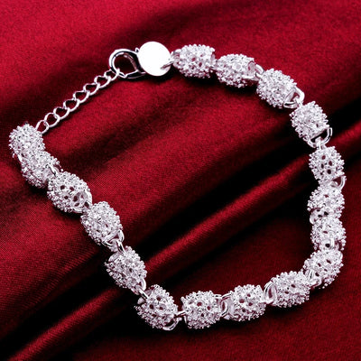 925 Silver Flower Beads Charm Bracelets For Women