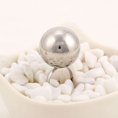 Silver Girls Personality Jewelry Opening Women Rings Female Big Metal Balls Fashion