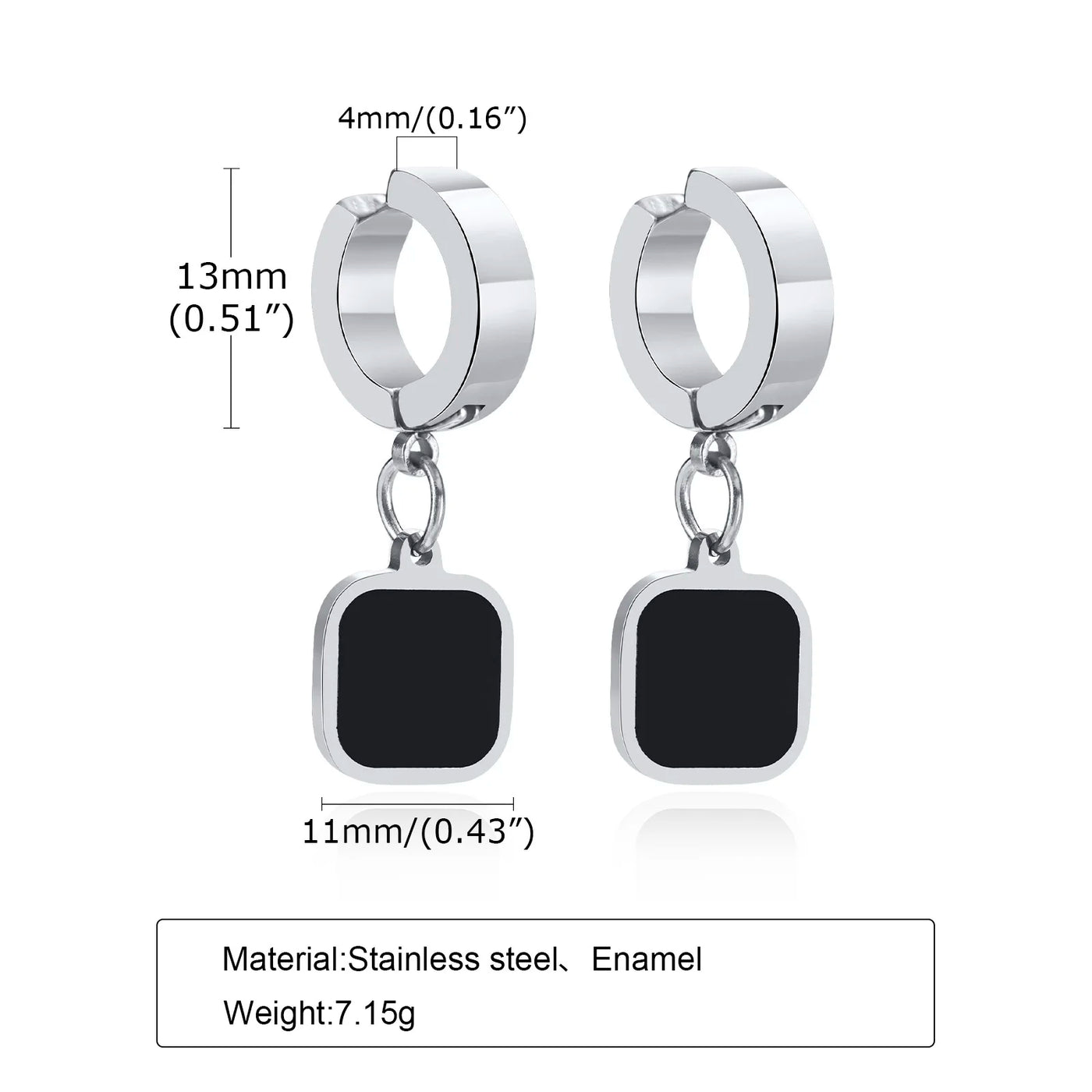 Black Square Dangle Earrings