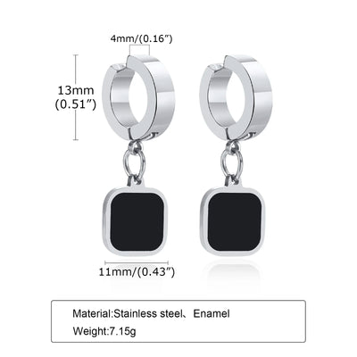Black Square Dangle Earrings