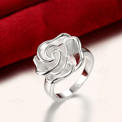 Sterling Silver Women Ring 7-10# Fine Flower Fashion