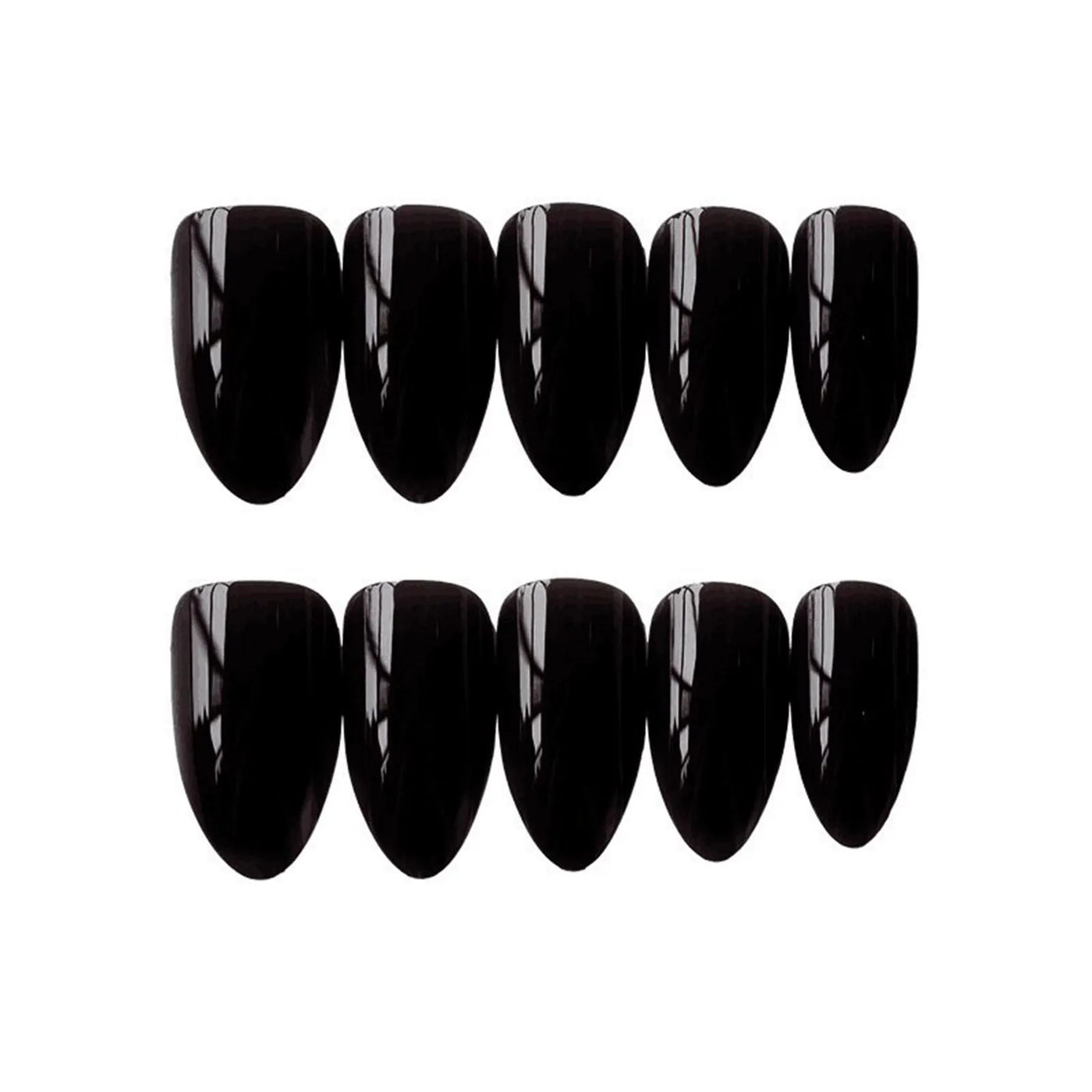 24pcs Glossy Black False Nails Nude Color Short Almond European Wearable Fake Nails