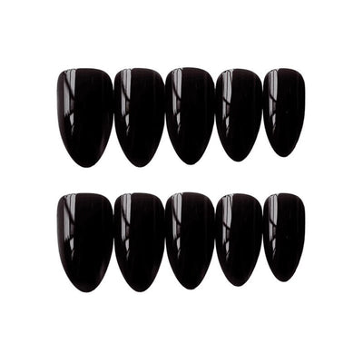 24pcs Glossy Black False Nails Nude Color Short Almond European Wearable Fake Nails