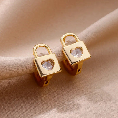 Heart lock earrings