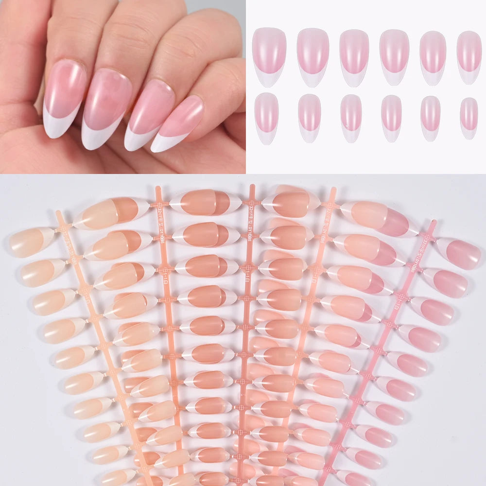360/150pcs/box Nude Pink Almond French False Nails