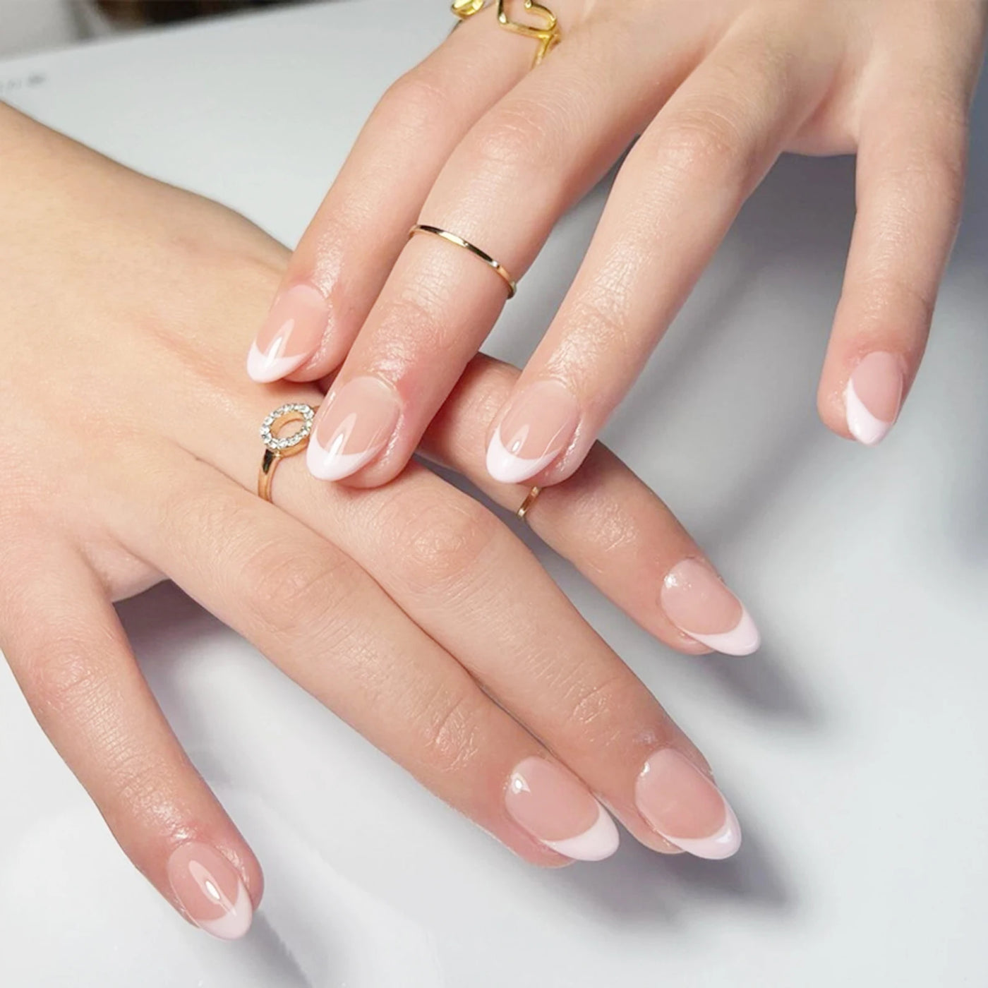 Nude Color Fake Nails for Women and Girls Short Round Head Press on Nails